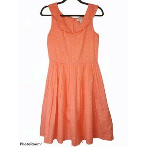 Emily & Fin Lulu Sleeveless Fit & Flare Peach & White Polka Dot Dress